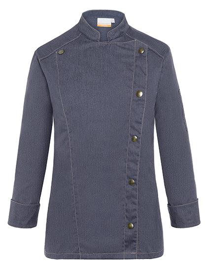 KY053 - Veste femme Jeans cheffe cuisinier manches longues - Ak. Custom Clothting Solutions