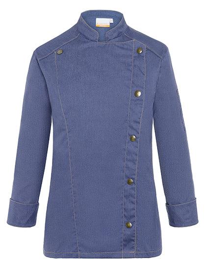 KY053 - Veste femme Jeans cheffe cuisinier manches longues - Ak. Custom Clothting Solutions