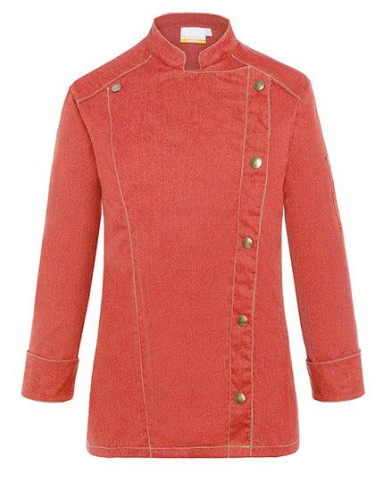 KY053 - Veste femme Jeans cheffe cuisinier manches longues - Ak. Custom Clothting Solutions
