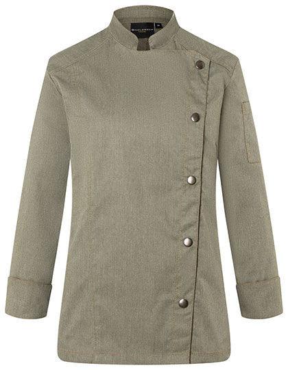 KY053 - Veste femme Jeans cheffe cuisinier manches longues - Ak. Custom Clothting Solutions