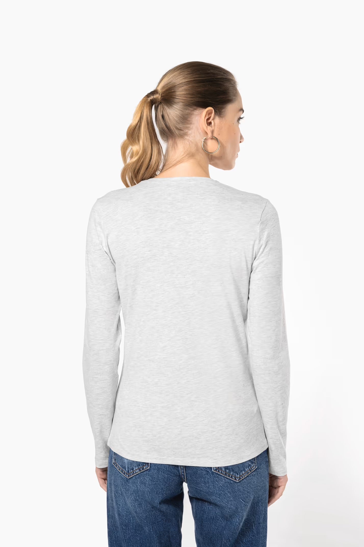 K382 - T-shirt col V manches longues femme