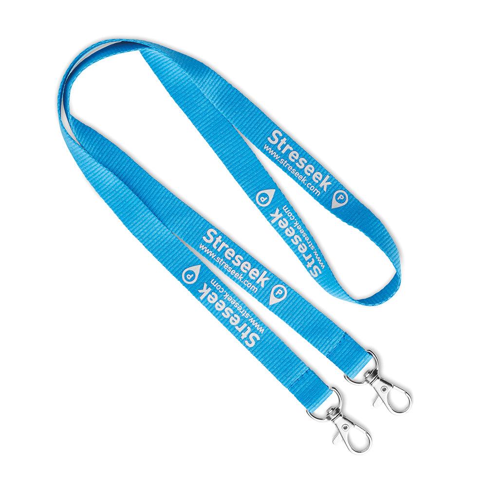 Double Lanyard en polyester en sérigraphie - Ak. Custom Clothting Solutions