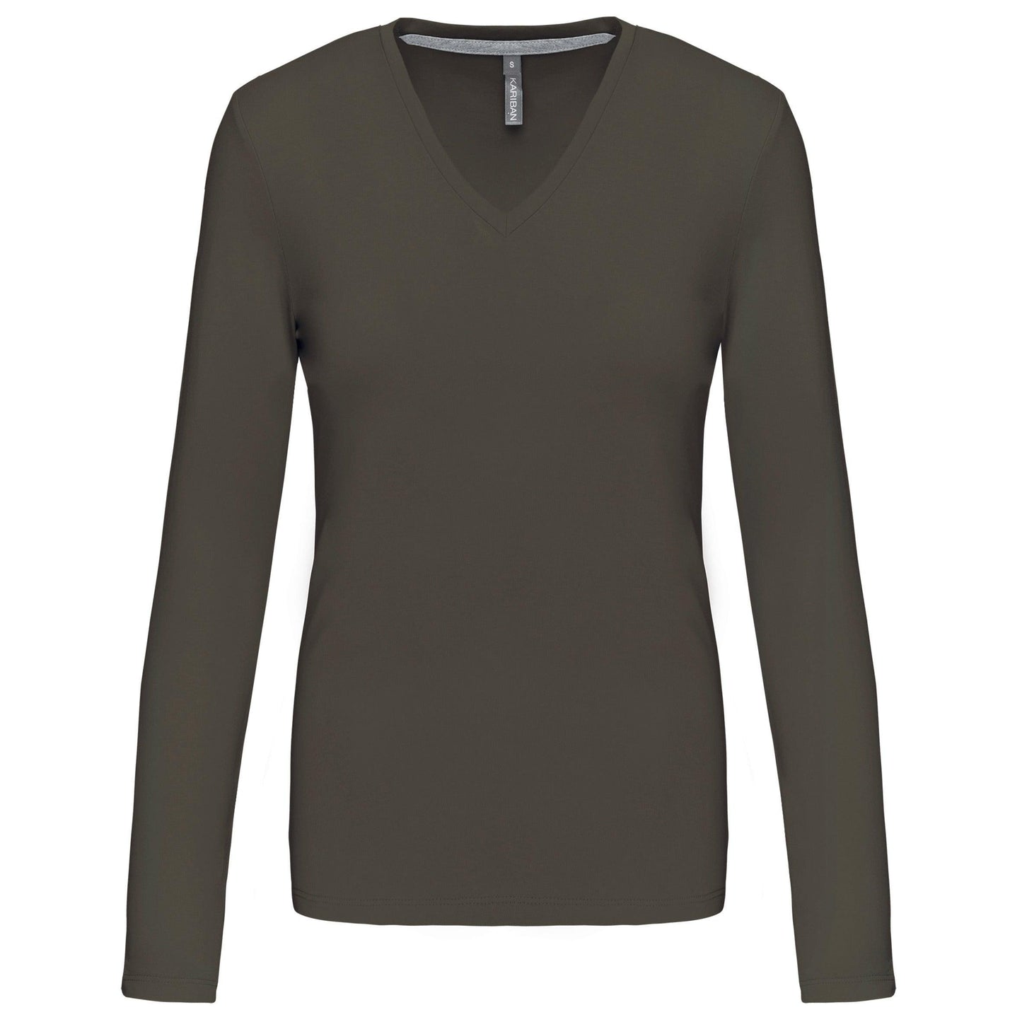 K382 - T-shirt col V manches longues femme - Ak. Custom Clothting Solutions