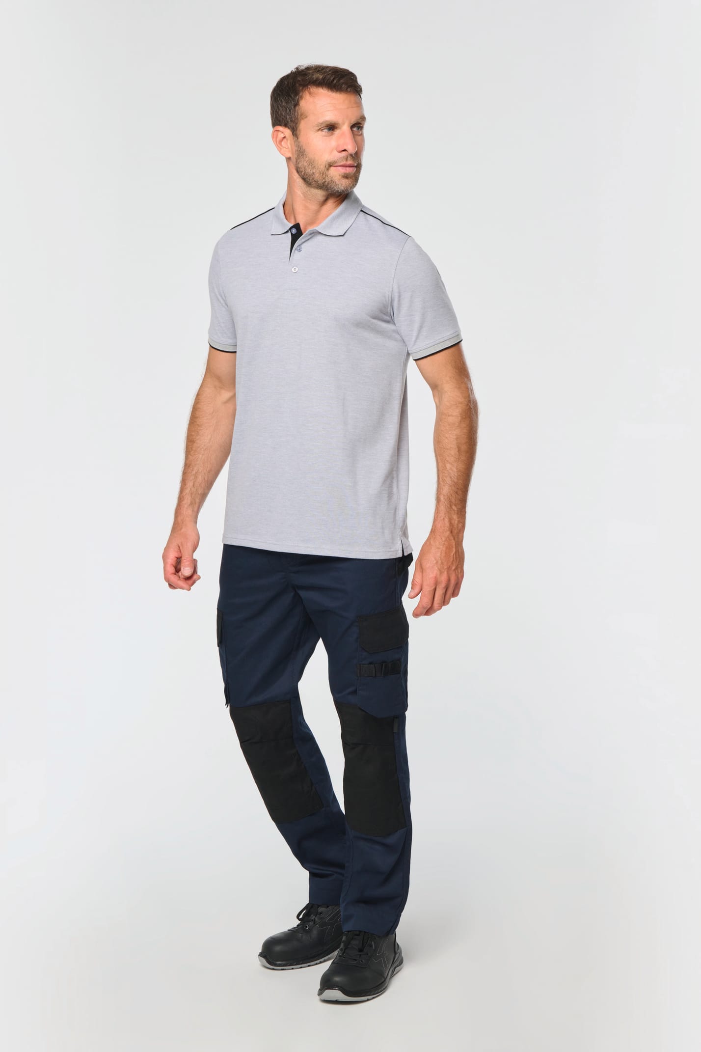 WK270 - Polo Day To Day contrasté manches courtes homme