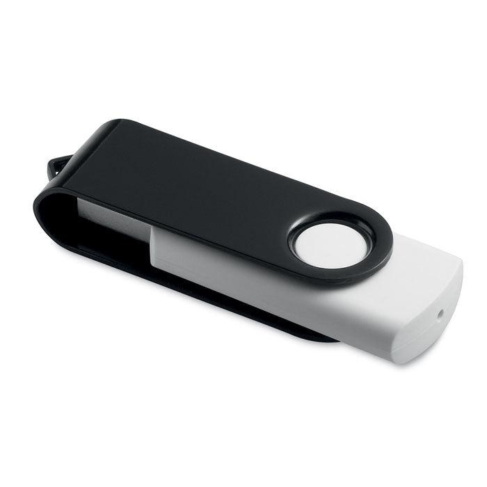 MO1102i - Clé USB rotative avec corps blanc doux au toucher et capuchon métallique coloré - Ak. Custom Clothting Solutions