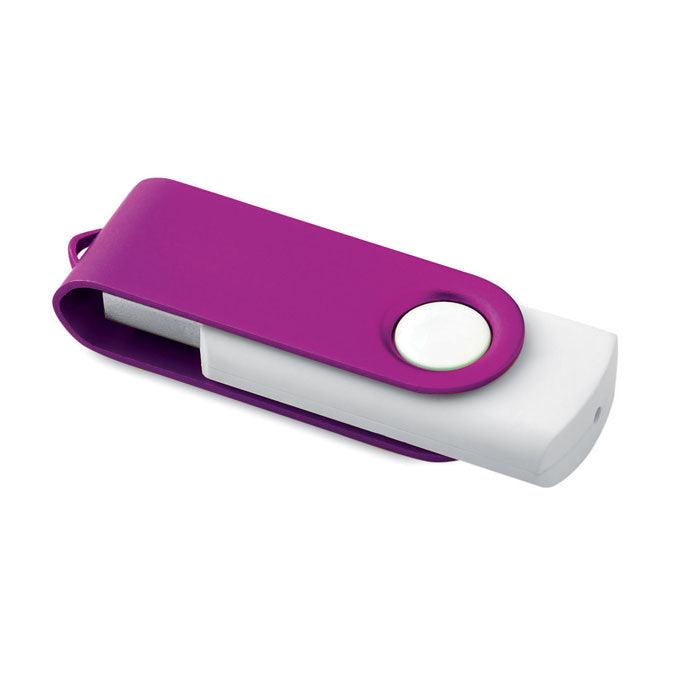 MO1102i - Clé USB rotative avec corps blanc doux au toucher et capuchon métallique coloré - Ak. Custom Clothting Solutions