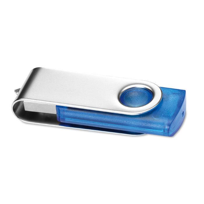 MO1106 - Clé USB pivotante avec corps en plastique transparent de couleur - Ak. Custom Clothting Solutions