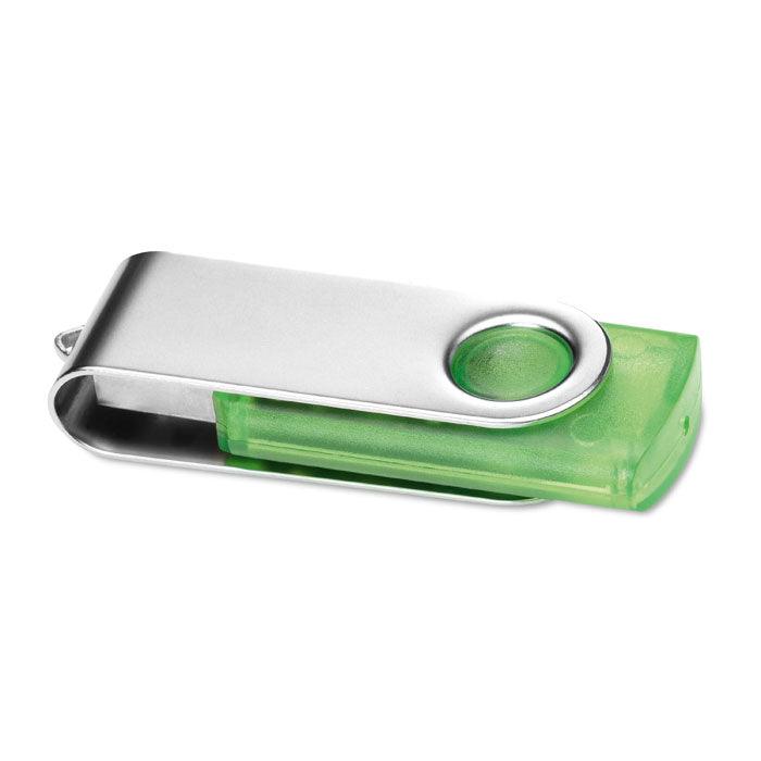 MO1106 - Clé USB pivotante avec corps en plastique transparent de couleur - Ak. Custom Clothting Solutions