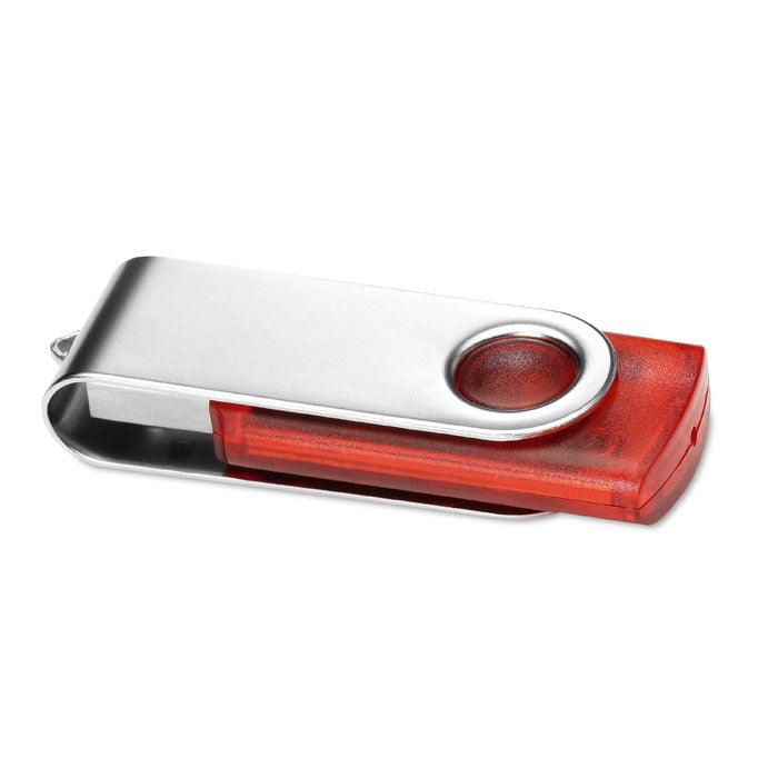 MO1106 - Clé USB pivotante avec corps en plastique transparent de couleur - Ak. Custom Clothting Solutions