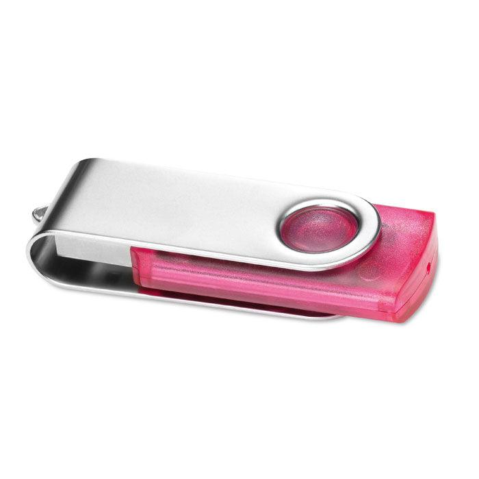 MO1106 - Clé USB pivotante avec corps en plastique transparent de couleur - Ak. Custom Clothting Solutions