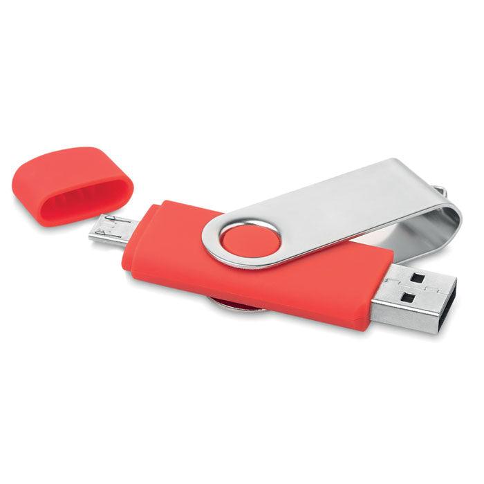 MO6001 - Clé USB A + Micro USB pivotante en plastique de couleur - Ak. Custom Clothting Solutions