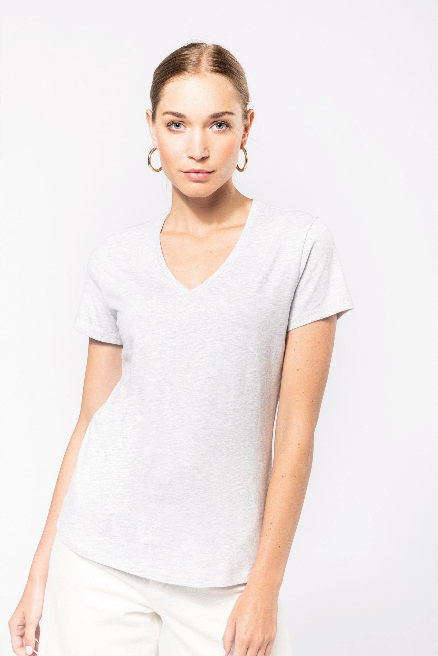 K381 - T-shirt col V manches courtes femme - Ak. Custom Clothting Solutions
