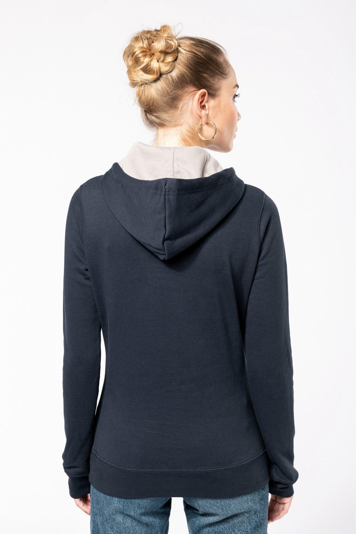 K465 - Sweat-shirt capuche contrastée femme - Ak. Custom Clothting Solutions