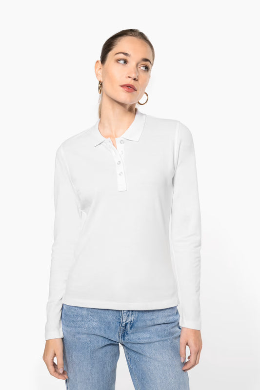 K257 - Polo piqué manches longues femme