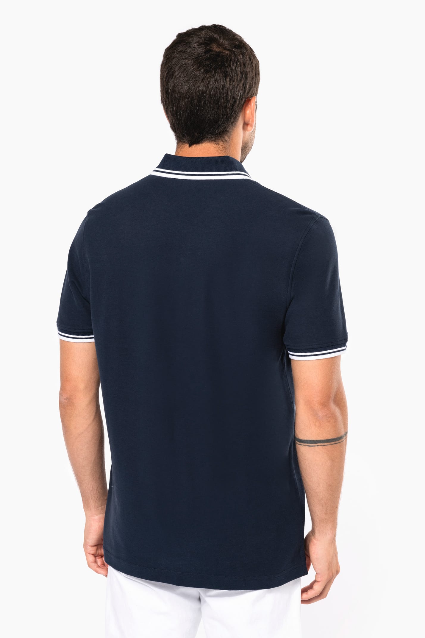 K272 - Polo homme manches courtes à liserés contrastés
