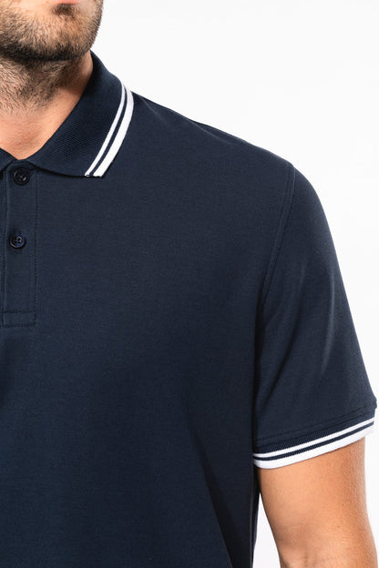 K272 - Polo homme manches courtes à liserés contrastés