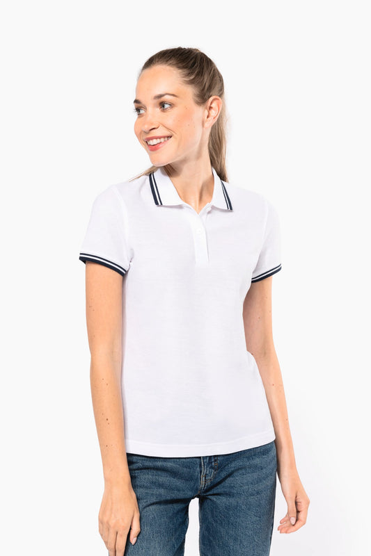 K273 - Polo femme manches courtes à liserés contrastés