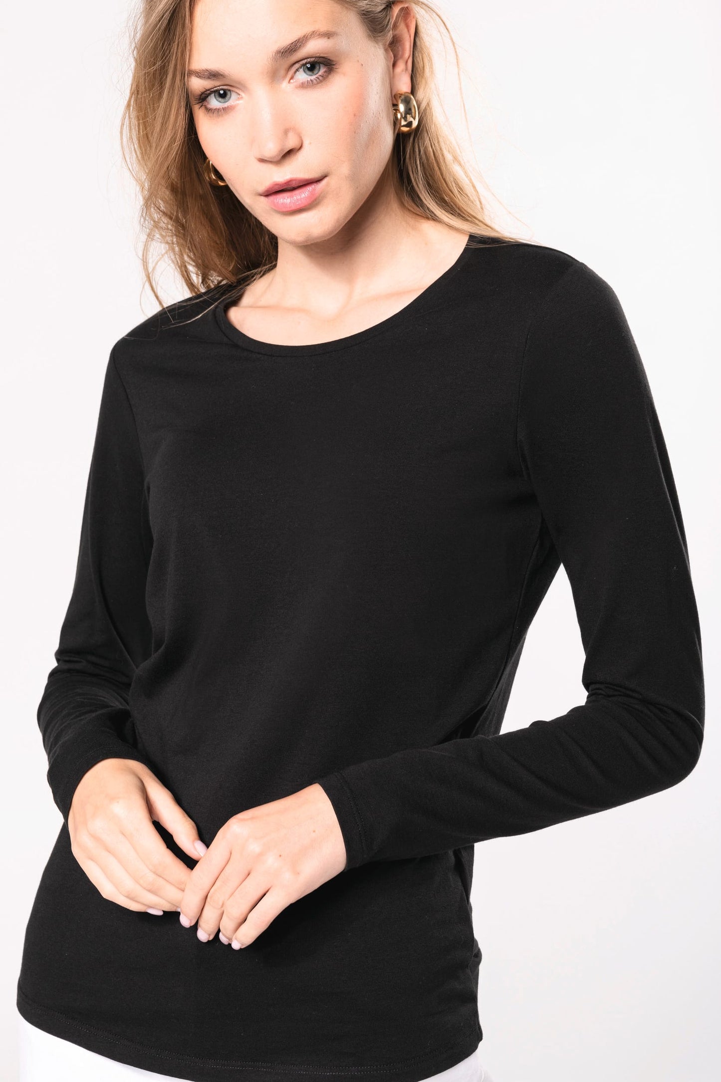 K3017 - T-shirt col rond manches longues femme