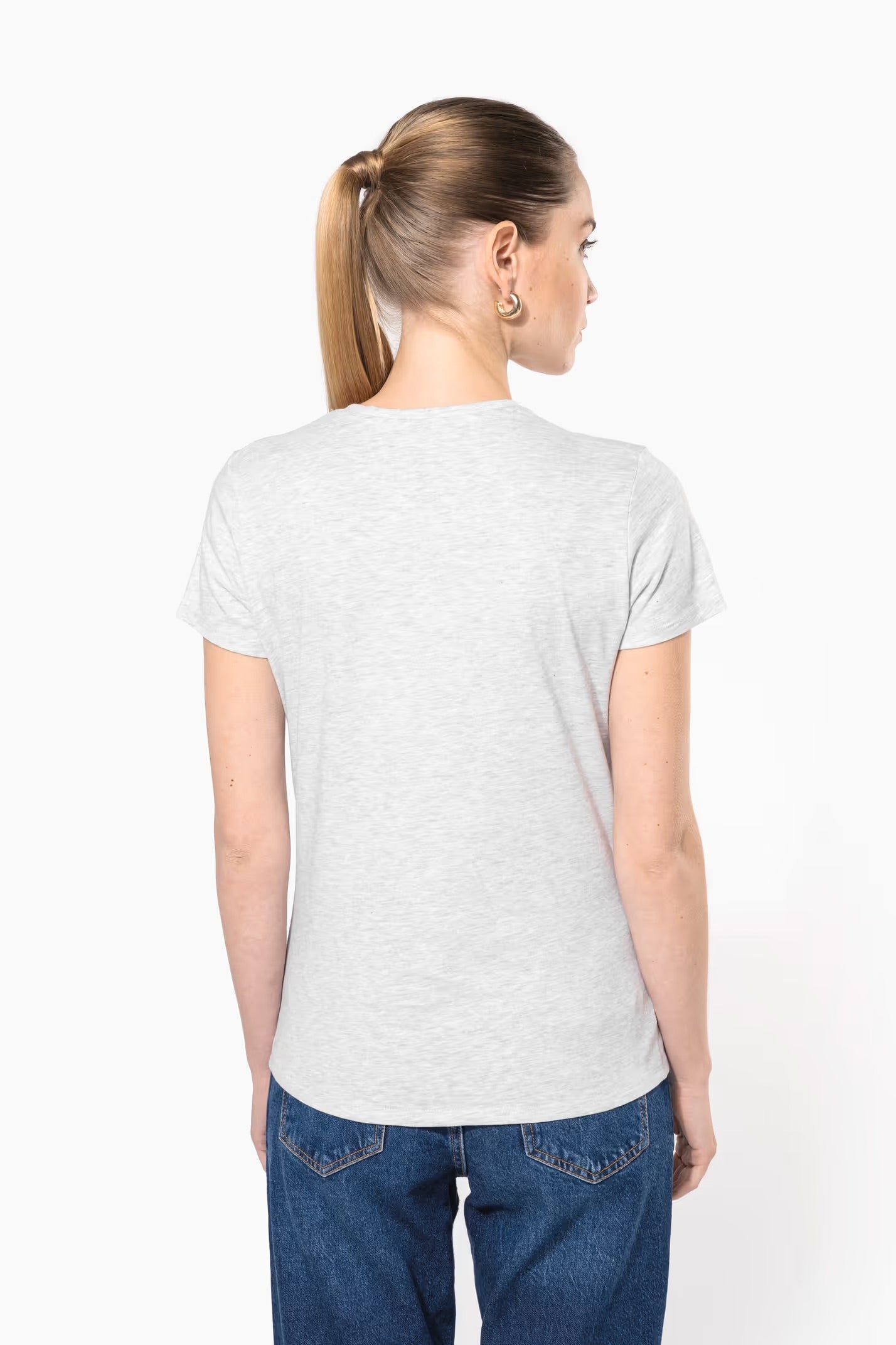 K381 - T-shirt col V manches courtes femme
