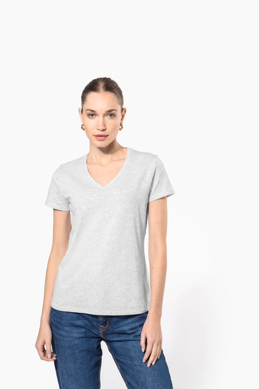 K381 - T-shirt col V manches courtes femme