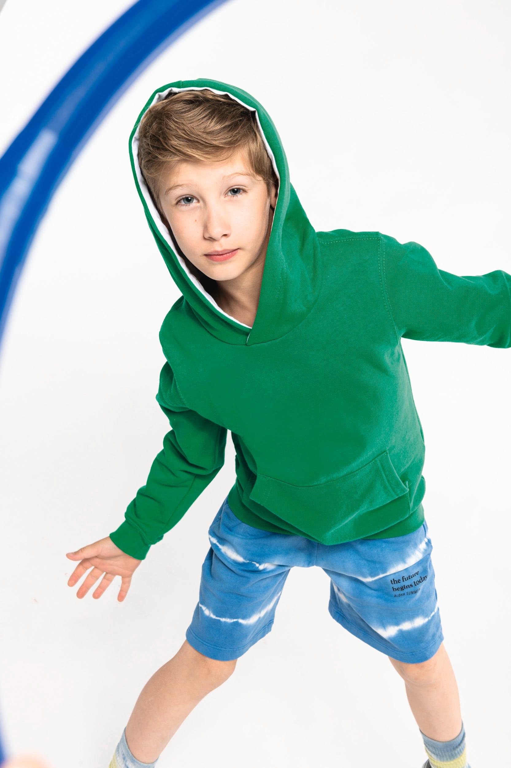 K453 - Sweat-shirt capuche contrastée enfant - Ak. Custom Clothting Solutions