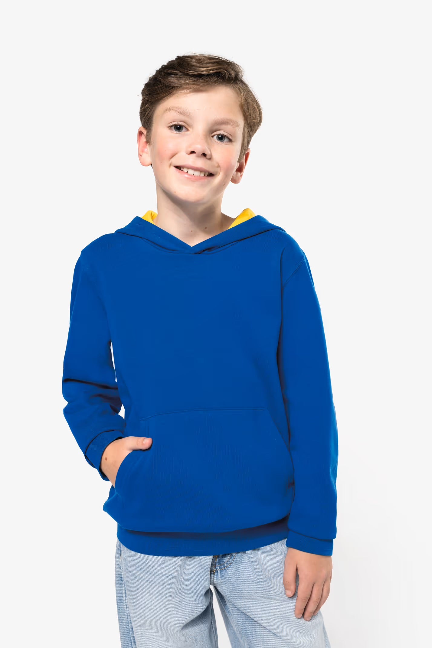 K453 - Sweat-shirt capuche contrastée enfant