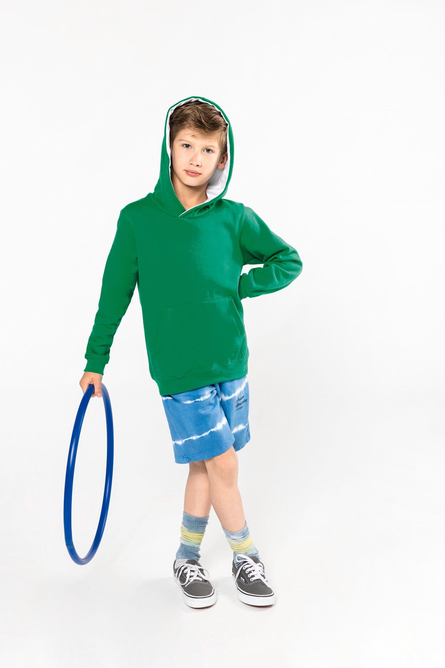 K453 - Sweat-shirt capuche contrastée enfant - Ak. Custom Clothting Solutions