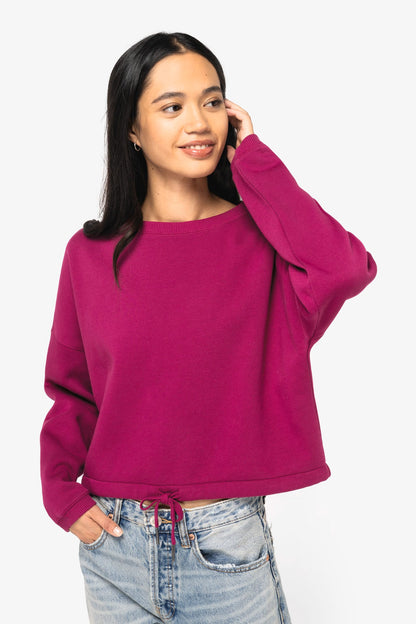 NS429 - Sweat-shirt écoresponsable à col rond oversize crop femme