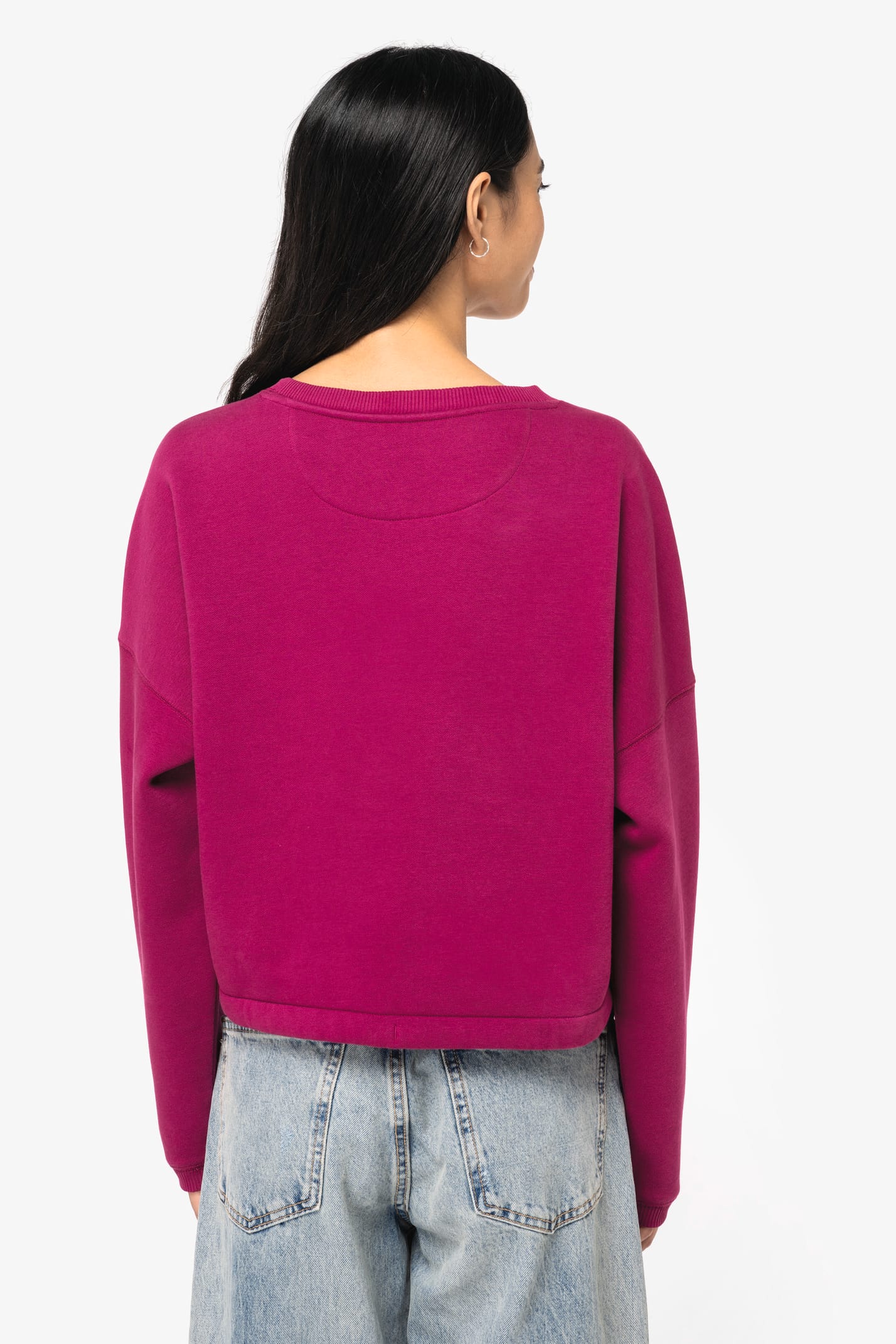 NS429 - Sweat-shirt écoresponsable à col rond oversize crop femme