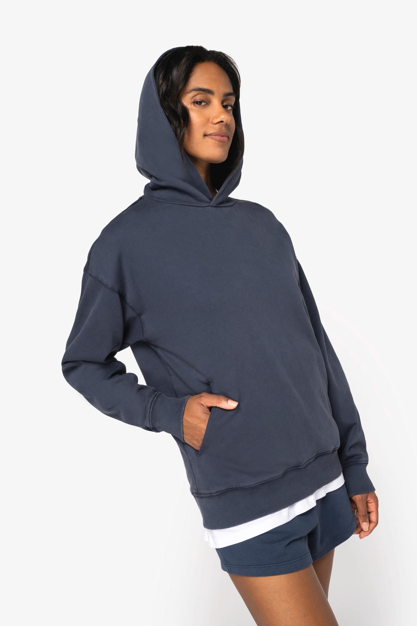 NS448 - Sweat-shirt écoresponsable à capuche délavé oversize unisexe