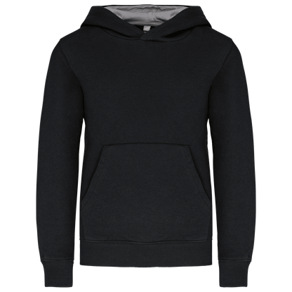 K453 - Sweat-shirt capuche contrastée enfant - Ak. Custom Clothting Solutions