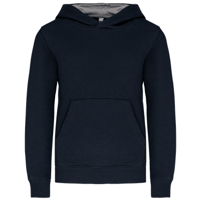 K453 - Sweat-shirt capuche contrastée enfant - Ak. Custom Clothting Solutions