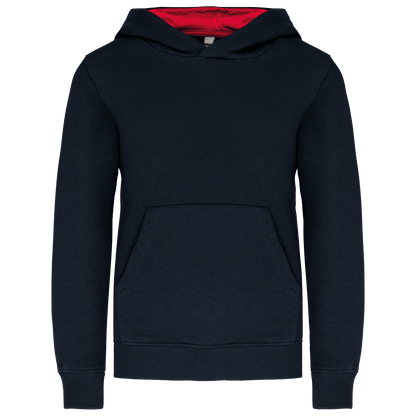 K453 - Sweat-shirt capuche contrastée enfant - Ak. Custom Clothting Solutions