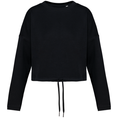 NS429 - Sweat-shirt écoresponsable à col rond oversize crop femme