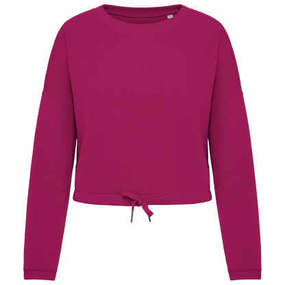 NS429 - Sweat-shirt écoresponsable à col rond oversize crop femme