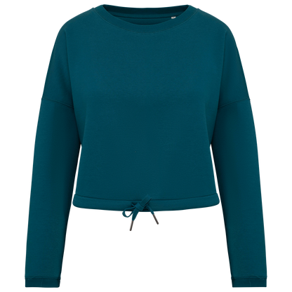 NS429 - Sweat-shirt écoresponsable à col rond oversize crop femme