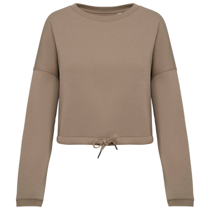 NS429 - Sweat-shirt écoresponsable à col rond oversize crop femme