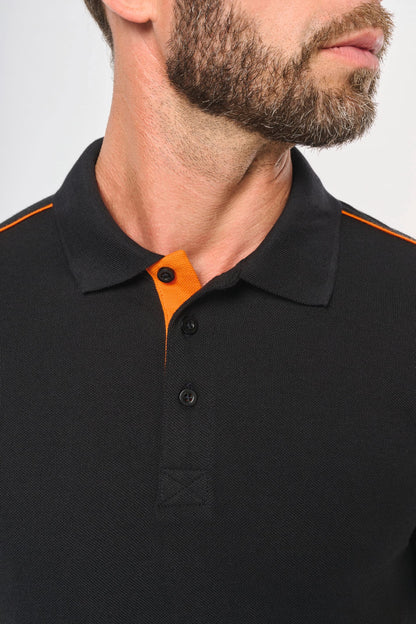 WK270 - Polo Day To Day contrasté manches courtes homme