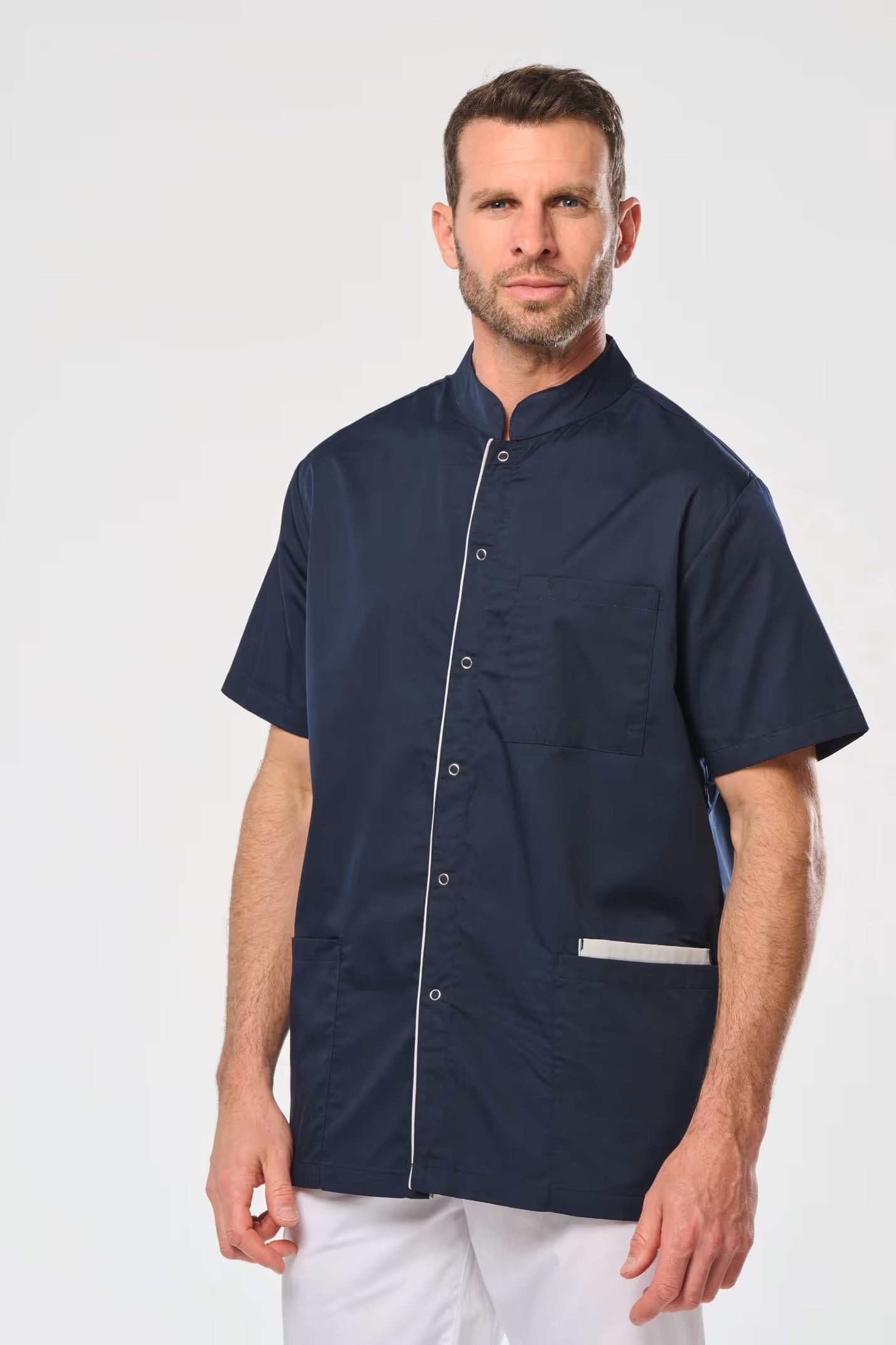 WK505 - Blouse polycoton avec boutons-pression homme