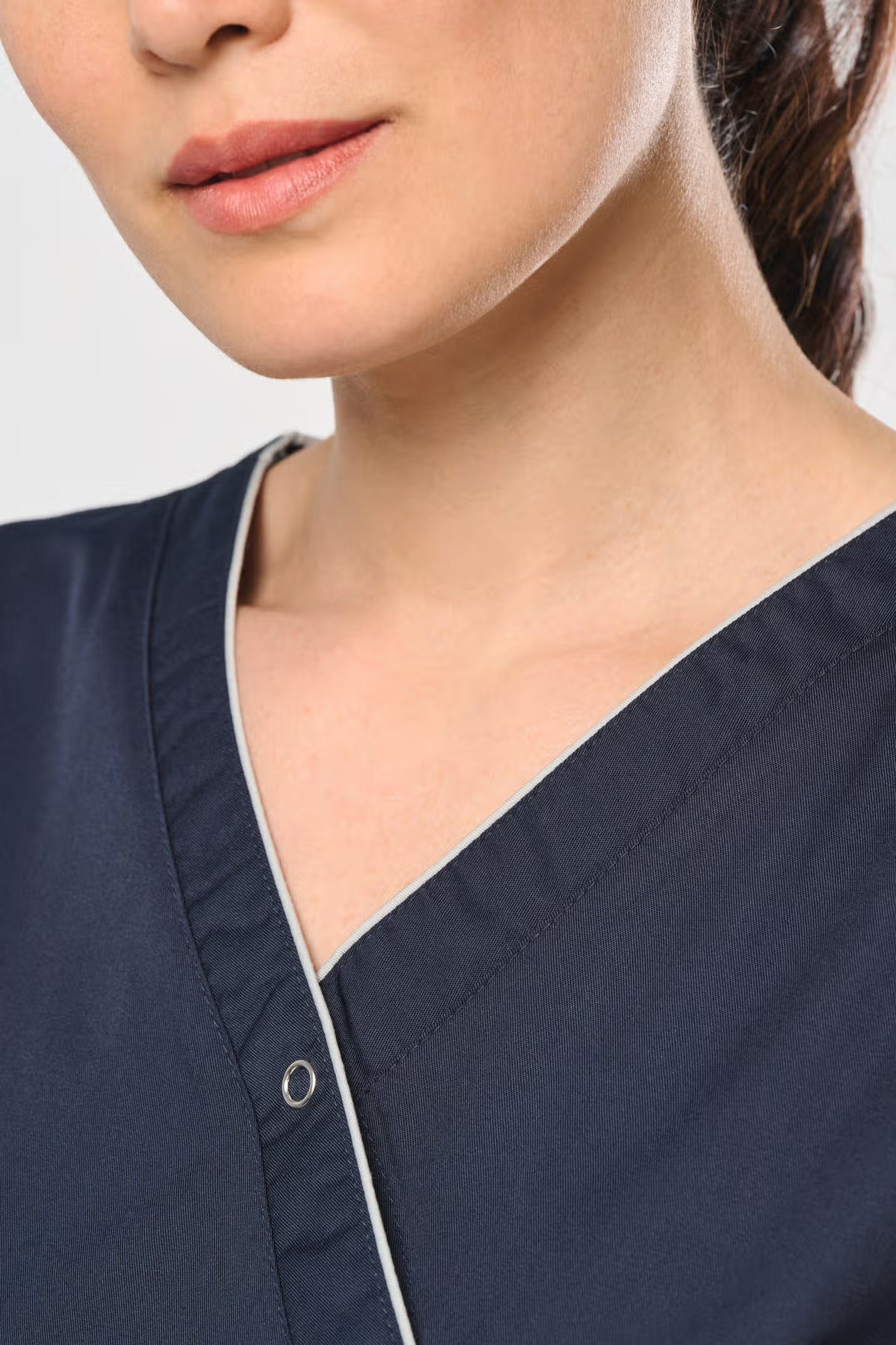 WK506 - Blouse polycoton avec boutons-pression femme
