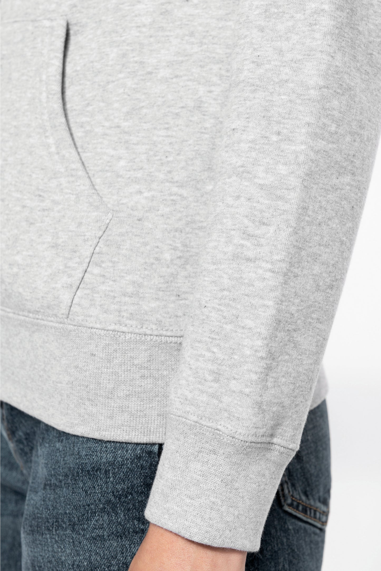 K467 - Sweat-shirt zippé capuche contrastée femme