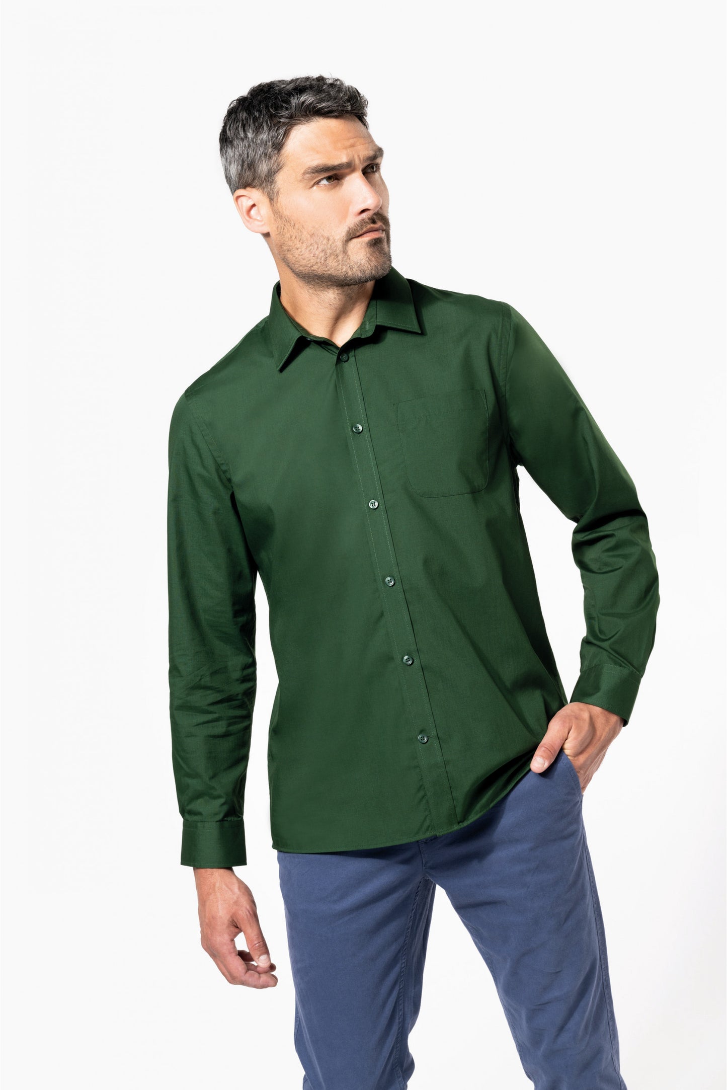 K545 - Chemise popeline polycoton entretien facile homme