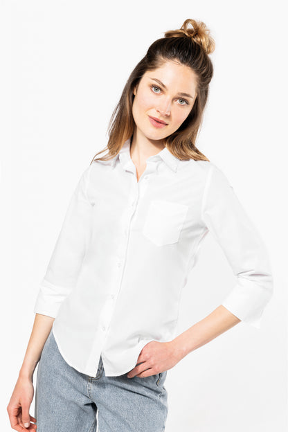 K558 - Chemise popeline polycoton manches 3/4 entretien facile femme