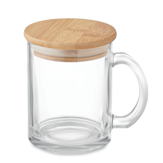CELESTIAL - Mug en verre recyclé avec couvercle en bambou